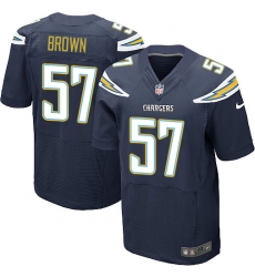 Men's Nike Los Angeles Chargers #57 Jatavis Brown Elite Navy Blue Team Color NFL Jersey