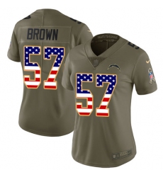 Women's Nike Los Angeles Chargers #57 Jatavis Brown Limited Olive/USA Flag 2017 Salute to Service NFL Jersey