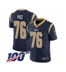 Men's Los Angeles Rams #76 Orlando Pace Navy Blue Team Color Vapor Untouchable Limited Player 100th Season Football Jersey