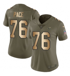 Women's Nike Los Angeles Rams #76 Orlando Pace Limited Olive/Gold 2017 Salute to Service NFL Jersey