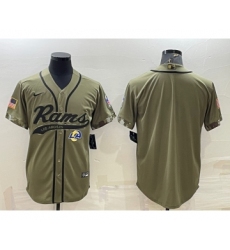 Men's Los Angeles Rams Blank Olive Salute to Service Cool Base Stitched Baseball Jersey
