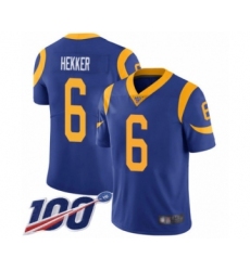Men's Los Angeles Rams #6 Johnny Hekker Royal Blue Alternate Vapor Untouchable Limited Player 100th Season Football Jersey