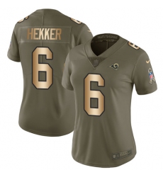 Women's Nike Los Angeles Rams #6 Johnny Hekker Limited Olive/Gold 2017 Salute to Service NFL Jersey