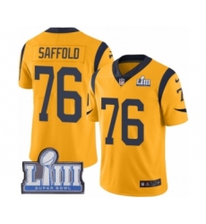 Youth Nike Los Angeles Rams #76 Rodger Saffold Limited Gold Rush Vapor Untouchable Super Bowl LIII Bound NFL Jersey