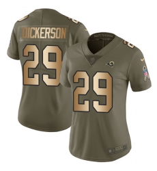 Women's Nike Los Angeles Rams #29 Eric Dickerson Limited Olive/Gold 2017 Salute to Service NFL Jersey