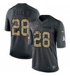 Men's Nike Los Angeles Rams #28 Marshall Faulk Limited Black 2016 Salute to Service NFL Jersey