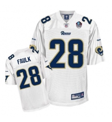 Reebok Los Angeles Rams #28 Marshall Faulk White Hall of Fame 2011 Replica Throwback NFL Jersey