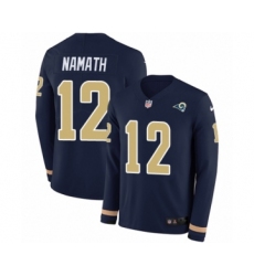 Youth Nike Los Angeles Rams #12 Joe Namath Limited Navy Blue Therma Long Sleeve NFL Jersey