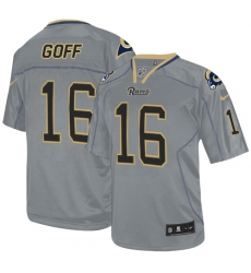 Men's Nike Los Angeles Rams #16 Jared Goff Elite Lights Out Grey NFL Jersey