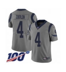 Youth Los Angeles Rams #4 Greg Zuerlein Limited Gray Inverted Legend 100th Season Football Jersey