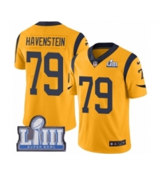 Men's Nike Los Angeles Rams #79 Rob Havenstein Limited Gold Rush Vapor Untouchable Super Bowl LIII Bound NFL Jersey