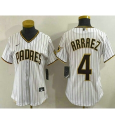 Women's San Diego Padres #4 Luis Arraez White Cool Base Stitched Jersey