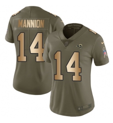Women's Nike Los Angeles Rams #14 Sean Mannion Limited Olive/Gold 2017 Salute to Service NFL Jersey