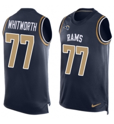 Men's Nike Los Angeles Rams #77 Andrew Whitworth Limited Navy Blue Player Name & Number Tank Top NFL Jersey