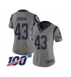 Women's Los Angeles Rams #43 John Johnson Limited Gray Inverted Legend 100th Season Football Jersey