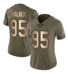 Women's Nike Los Angeles Rams #95 Tyrunn Walker Limited Olive/Gold 2017 Salute to Service NFL Jersey