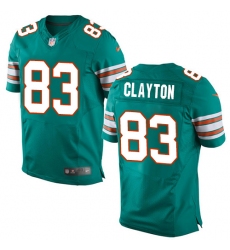 Men's Nike Miami Dolphins #83 Mark Clayton Elite Aqua Green Alternate NFL Jersey