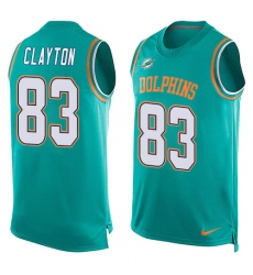 Men's Nike Miami Dolphins #83 Mark Clayton Limited Aqua Green Player Name & Number Tank Top NFL Jersey