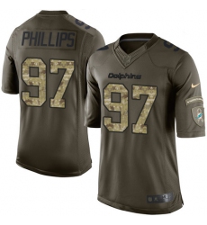 Men's Nike Miami Dolphins #97 Jordan Phillips Elite Green Salute to Service NFL Jersey