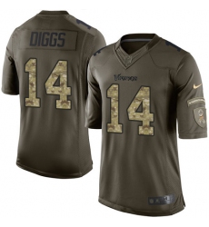 Men's Nike Minnesota Vikings #14 Stefon Diggs Elite Green Salute to Service NFL Jersey