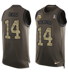Men's Nike Minnesota Vikings #14 Stefon Diggs Limited Green Salute to Service Tank Top NFL Jersey