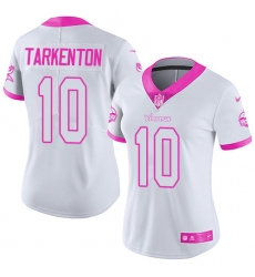 Women's Nike Minnesota Vikings #10 Fran Tarkenton Limited White/Pink Rush Fashion NFL Jersey