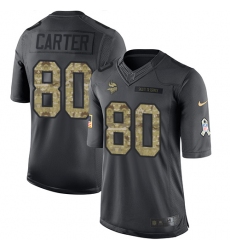 Youth Nike Minnesota Vikings #80 Cris Carter Limited Black 2016 Salute to Service NFL Jersey