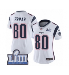 Women's Nike New England Patriots #80 Irving Fryar White Vapor Untouchable Limited Player Super Bowl LIII Bound NFL Jersey