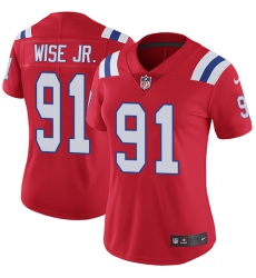 Women's Nike New England Patriots #91 Deatrich Wise Jr Red Alternate Vapor Untouchable Limited Player NFL Jersey