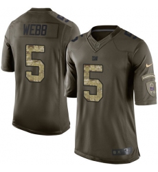 Men's Nike New York Giants #5 Davis Webb Elite Green Salute to Service NFL Jersey