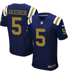 Men's Nike New York Jets #5 Christian Hackenberg Elite Navy Blue Alternate NFL Jersey