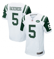 Men's Nike New York Jets #5 Christian Hackenberg Elite White NFL Jersey