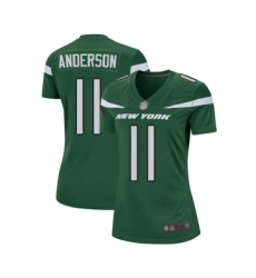 Women's New York Jets #11 Robby Anderson Game Green Team Color Football Jersey