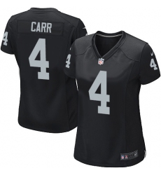 Women's Nike Oakland Raiders #4 Derek Carr Game Black Team Color NFL Jersey