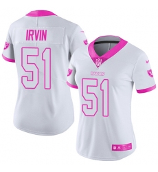 Women's Nike Oakland Raiders #51 Bruce Irvin Limited White/Pink Rush Fashion NFL Jersey