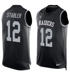 Men's Nike Oakland Raiders #12 Kenny Stabler Limited Black Player Name & Number Tank Top NFL Jersey