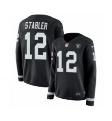 Women's Nike Oakland Raiders #12 Kenny Stabler Limited Black Therma Long Sleeve NFL Jersey