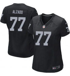 Women's Nike Oakland Raiders #77 Lyle Alzado Game Black Team Color NFL Jersey