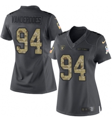 Women's Nike Oakland Raiders #94 Eddie Vanderdoes Limited Black 2016 Salute to Service NFL Jersey
