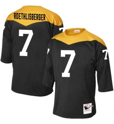 Men's Mitchell and Ness Pittsburgh Steelers #7 Ben Roethlisberger Elite Black 1967 Home Throwback NFL Jersey