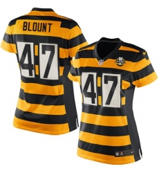 Women's Nike Pittsburgh Steelers #47 Mel Blount Game Yellow/Black Alternate 80TH Anniversary Throwback NFL Jersey