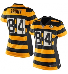Women's Nike Pittsburgh Steelers #84 Antonio Brown Game Yellow/Black Alternate 80TH Anniversary Throwback NFL Jersey