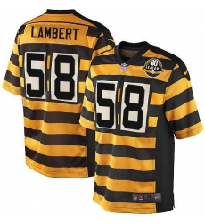 Men's Nike Pittsburgh Steelers #58 Jack Lambert Elite Yellow/Black Alternate 80TH Anniversary Throwback NFL Jersey