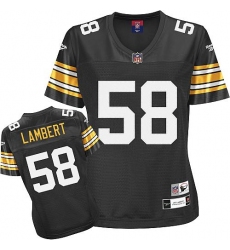 Reebok Pittsburgh Steelers #58 Jack Lambert Black Women's Throwback Team Color Replica NFL Jersey