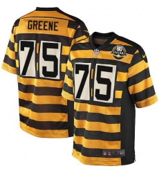 Men's Nike Pittsburgh Steelers #75 Joe Greene Elite Yellow/Black Alternate 80TH Anniversary Throwback NFL Jersey