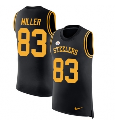 Men's Nike Pittsburgh Steelers #83 Heath Miller Limited Black Rush Player Name & Number Tank Top NFL Jersey