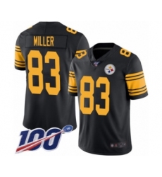 Men's Pittsburgh Steelers #83 Heath Miller Limited Black Rush Vapor Untouchable 100th Season Football Jersey