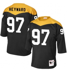 Men's Mitchell and Ness Pittsburgh Steelers #97 Cameron Heyward Elite Black 1967 Home Throwback NFL Jersey