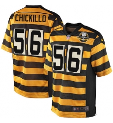 Men's Nike Pittsburgh Steelers #56 Anthony Chickillo Elite Yellow/Black Alternate 80TH Anniversary Throwback NFL Jersey