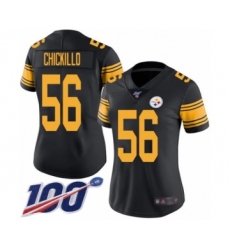 Women's Pittsburgh Steelers #56 Anthony Chickillo Limited Black Rush Vapor Untouchable 100th Season Football Jersey
